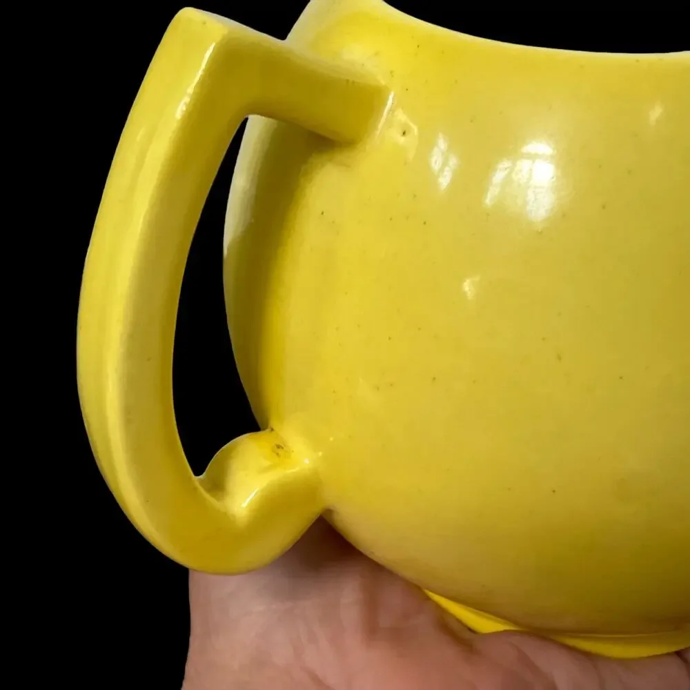 Vintage Yellow Ball Creamer Pitcher Czechoslovakia Mid Century Art Deco READ